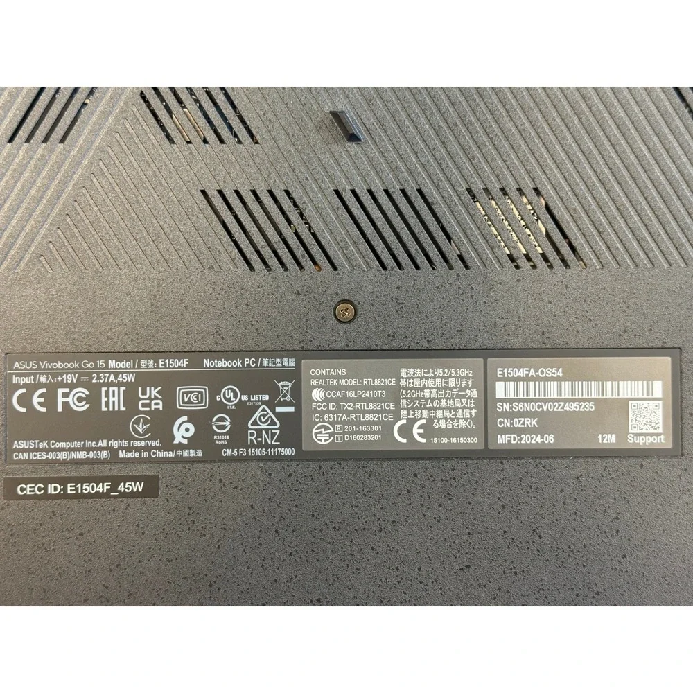 ASUS Vivobook Go 15 Laptop E1504F 15.6
